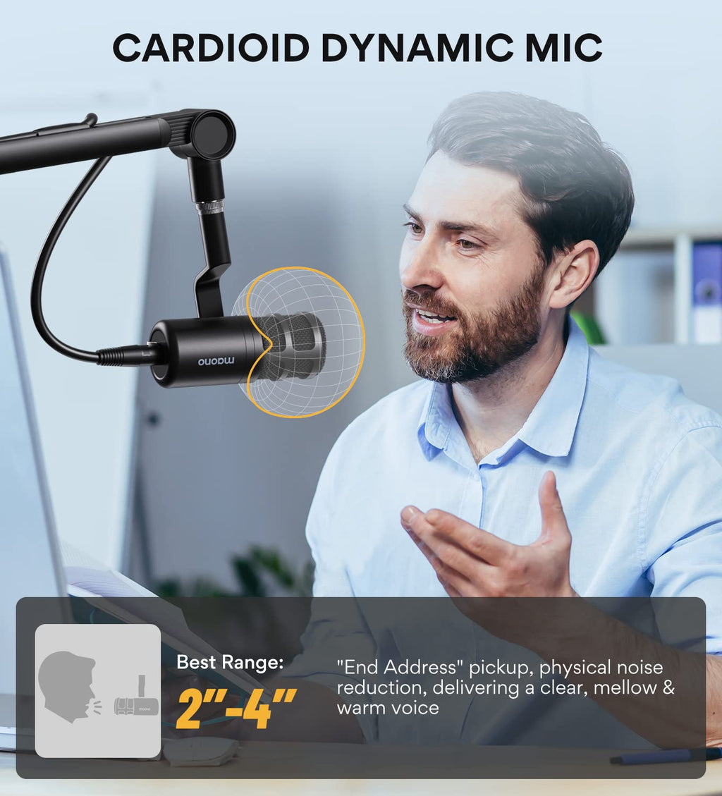 XLR Podcast Microphone, Cardioid Dynamic Metal Desk Mic R1864