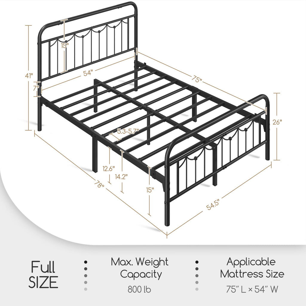 Black Metal Bed Frame with Spindle Headboard J8959