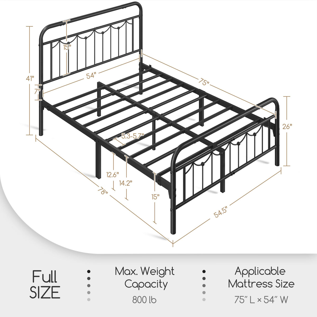 Black Metal Bed Frame with Spindle Headboard J8959