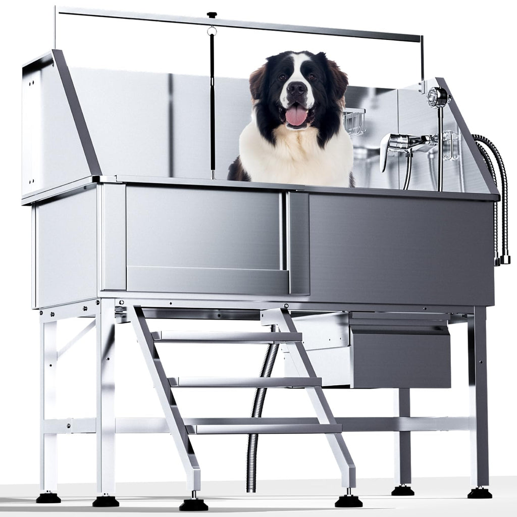 46" Stainless Steel Dog Washing Station with Stairs G28976