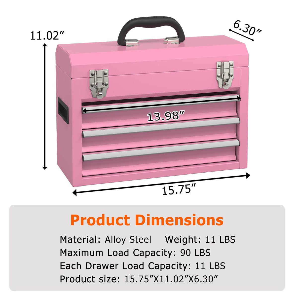 Portable Metal Tool Box with Drawers U64066