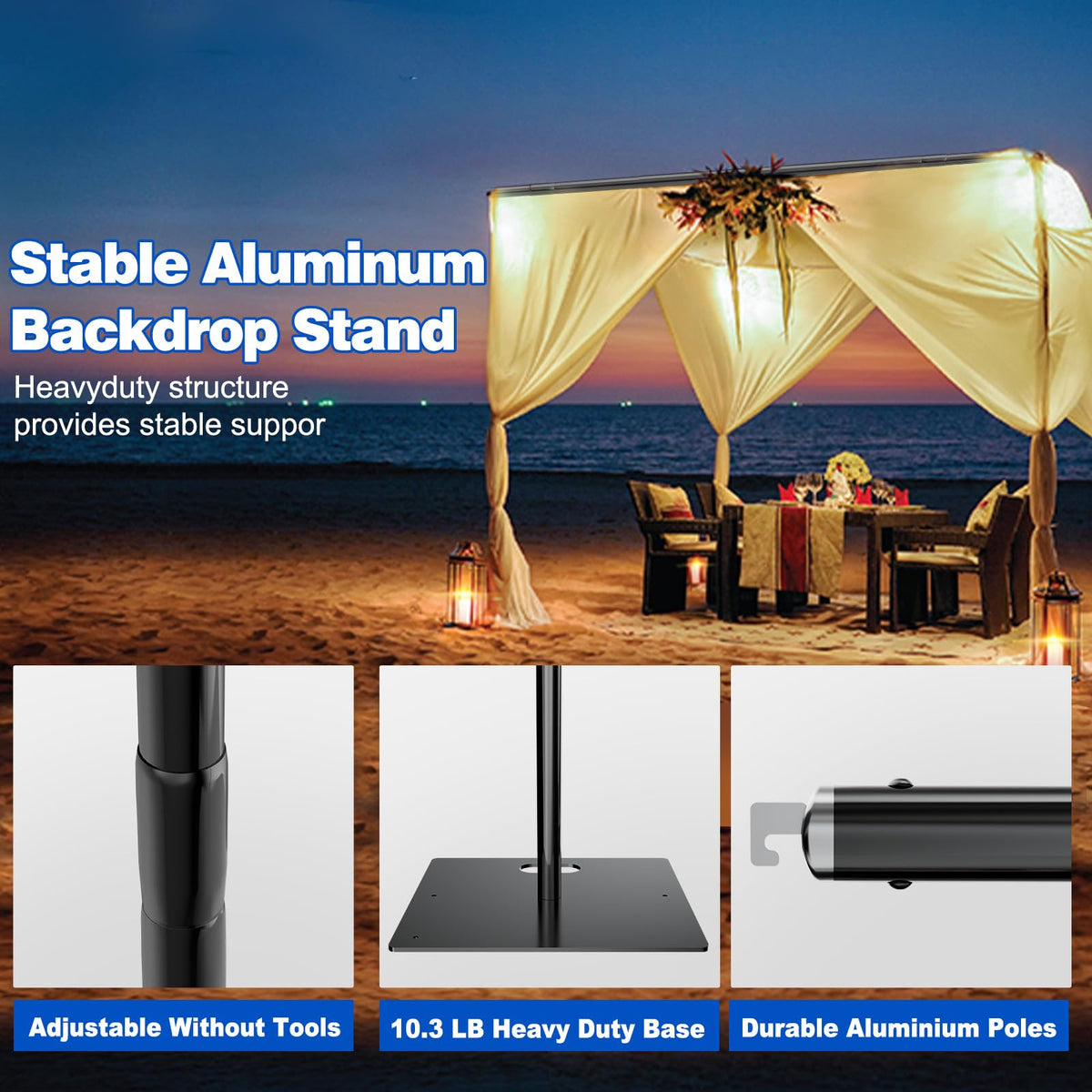 8ftx10ft Adjustable Heavy Duty Black Pipe and Drape Backdrop Stand X904