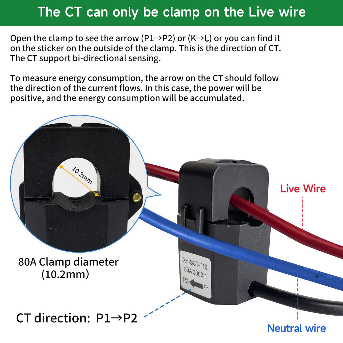 WiFi Energy Monitor with 2 * 80A Clamps B1571