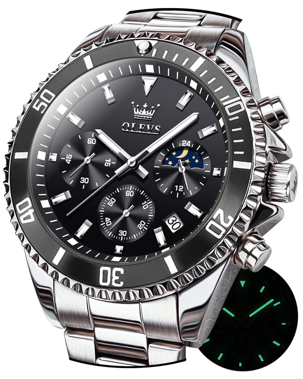 Stainless Steel Analog Quartz Chronograph Waterproof Luminous Watch S686868