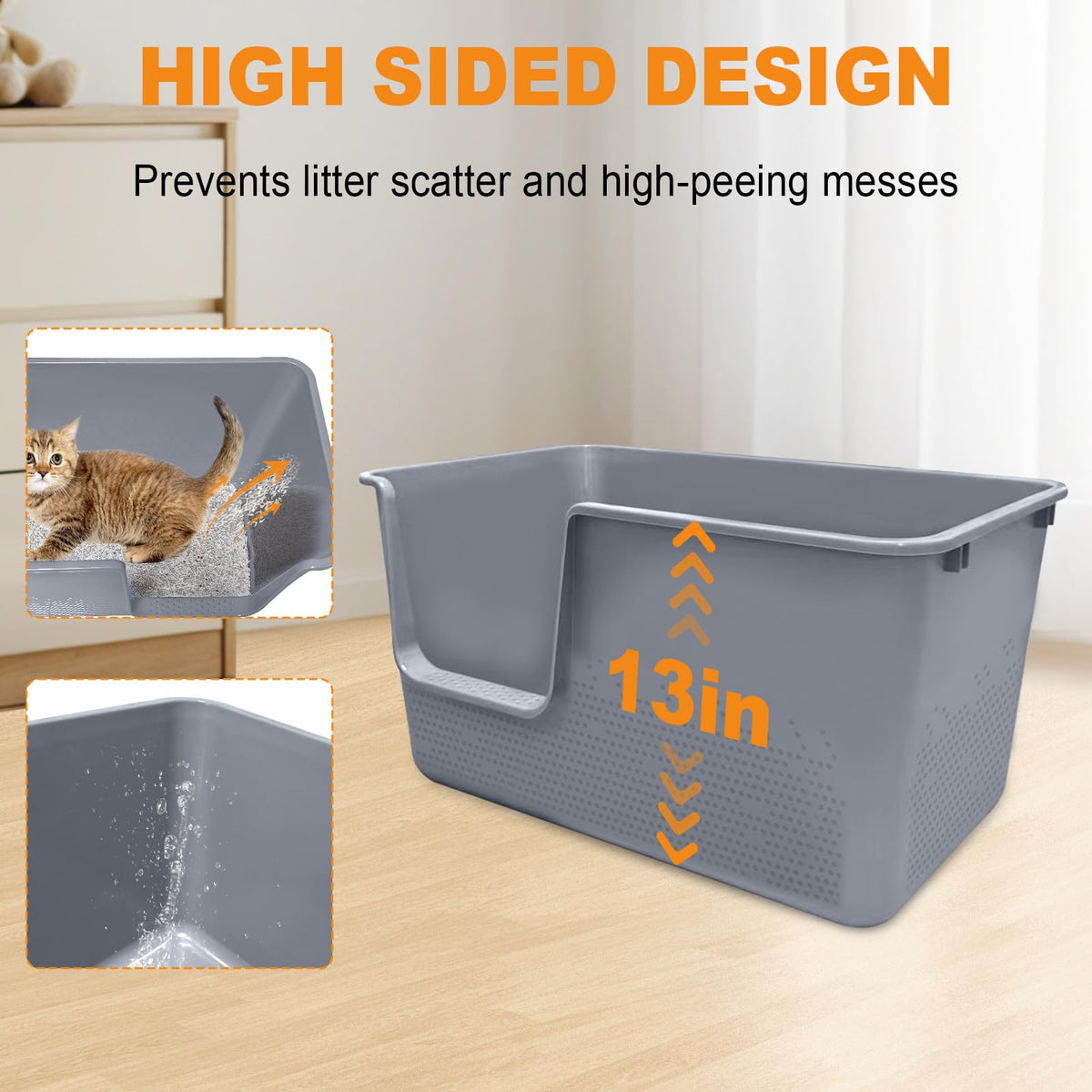 XL High Sides Cat Litter Box D67558