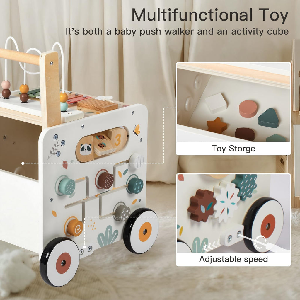 Wooden Baby Walker Activity Cube Push Walker W360058