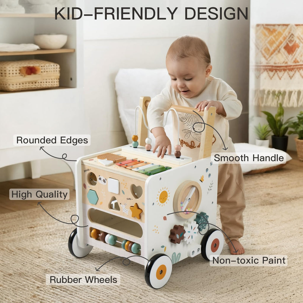 Wooden Baby Walker Activity Cube Push Walker W360058