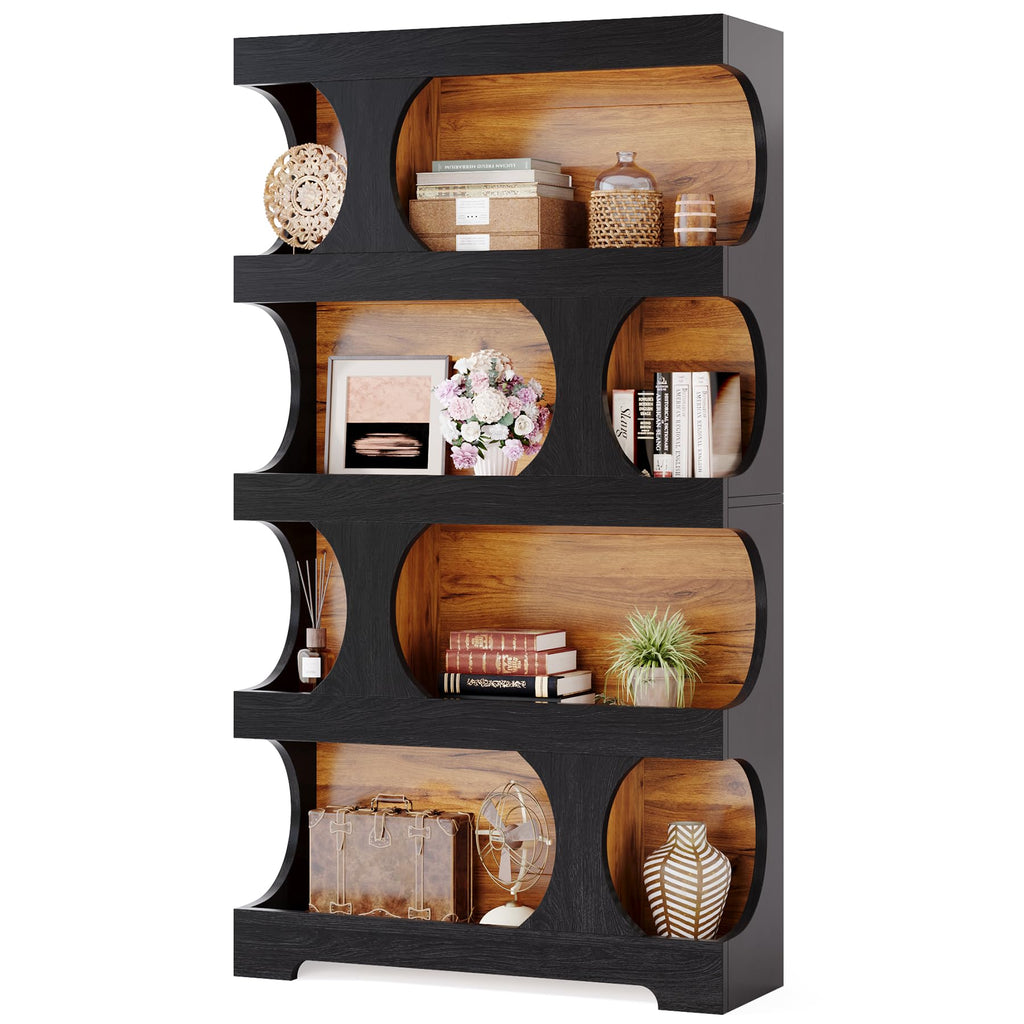 71" Tall 4-Tier S-Shaped Wood Bookcase B9395
