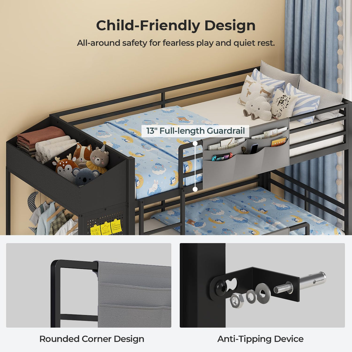 Triple Bunk Bed with 6 Storage Drawers E188594