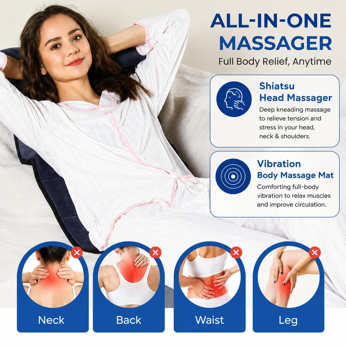Vibration Massage Mat with Heat and Detachable Neck Massager L974571