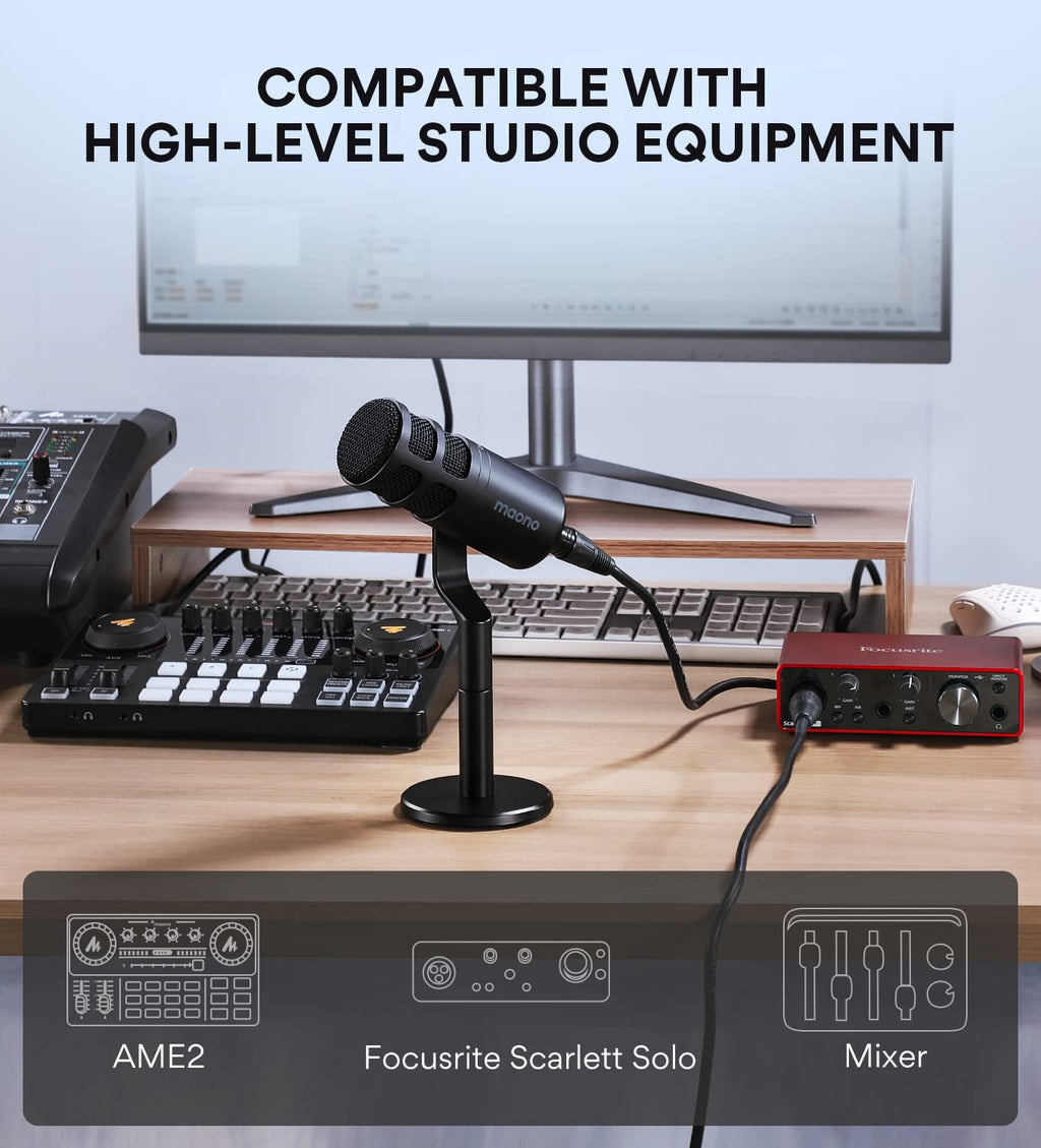 XLR Podcast Microphone, Cardioid Dynamic Metal Desk Mic R1864
