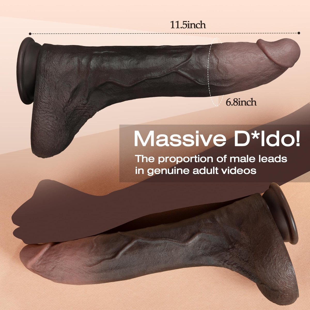 11.5 Inch Black Silicone Dildo G313907