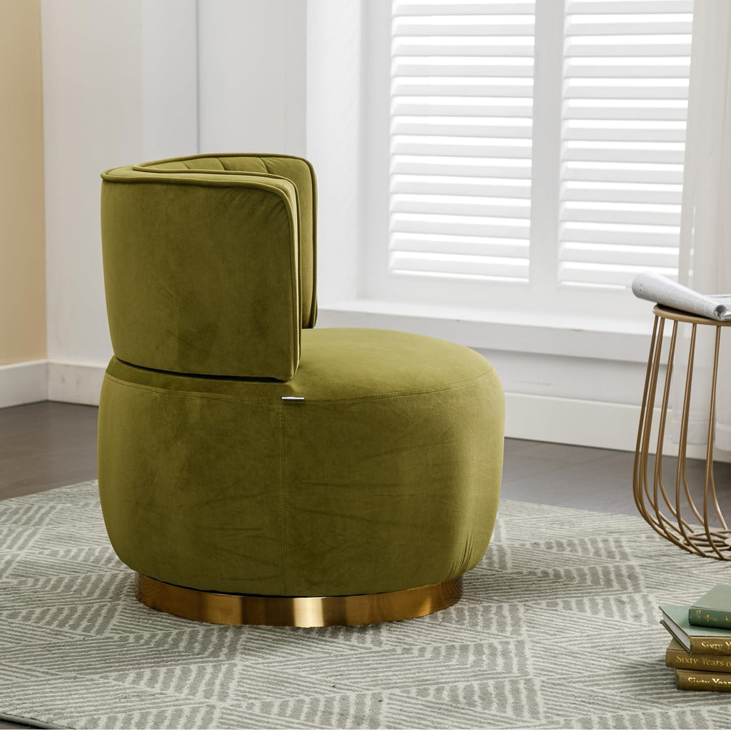 Green Velvet Swivel Barrel Chair L9955