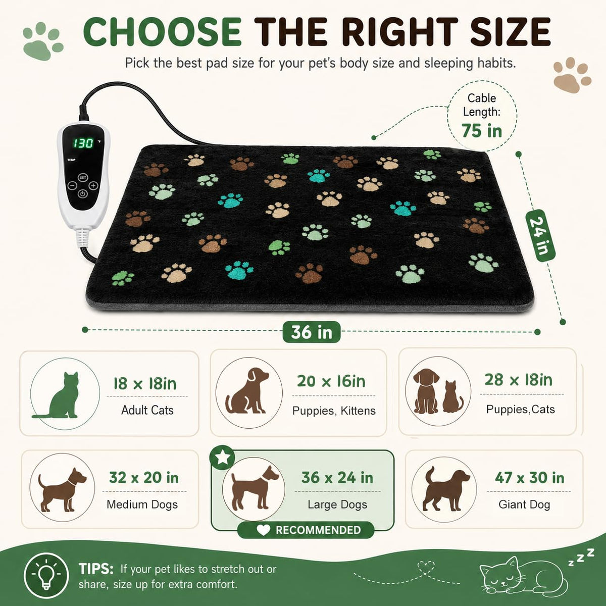 Large Dog Heating Pad 36x24 in N650062