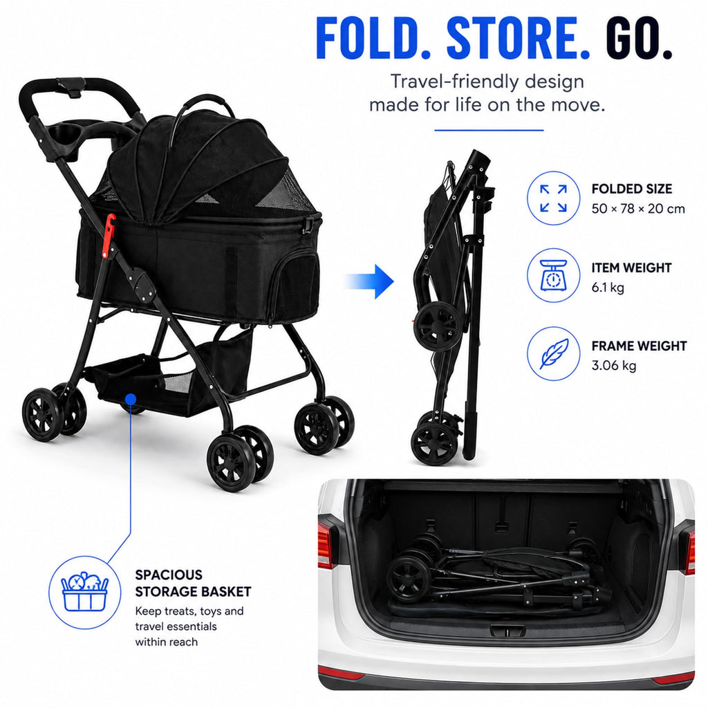 Foldable Pet Stroller with Cup Holder S906