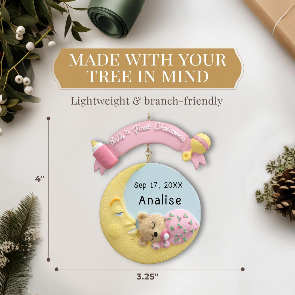 Pink Teddy Baby's First Christmas Ornament 2026 H336257