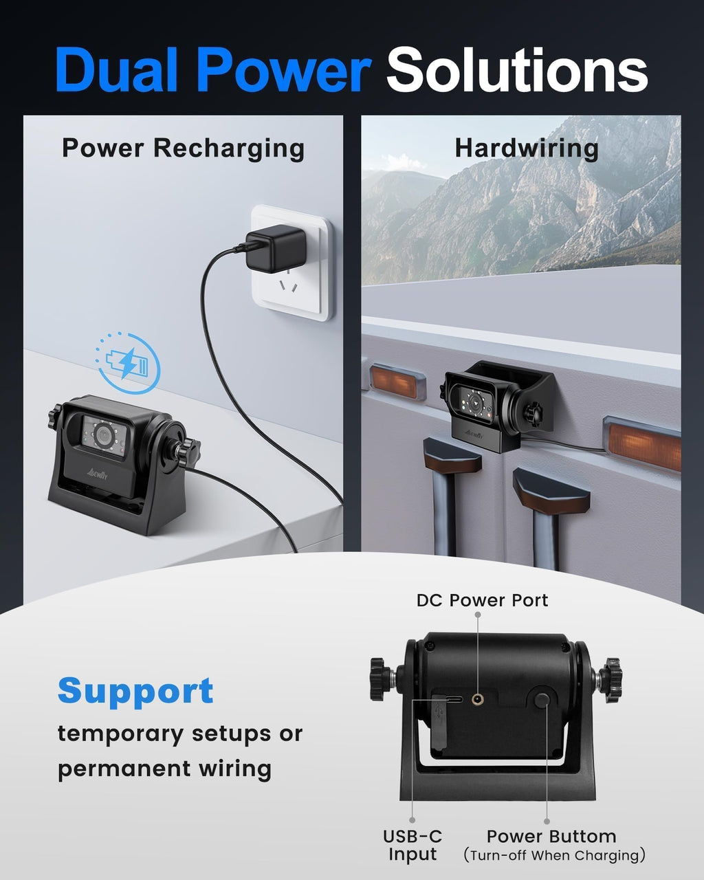 Wireless WiFi Magnetic Backup Camera 7" IPS Monitor HD 1080P Rechargeable Battery N513602