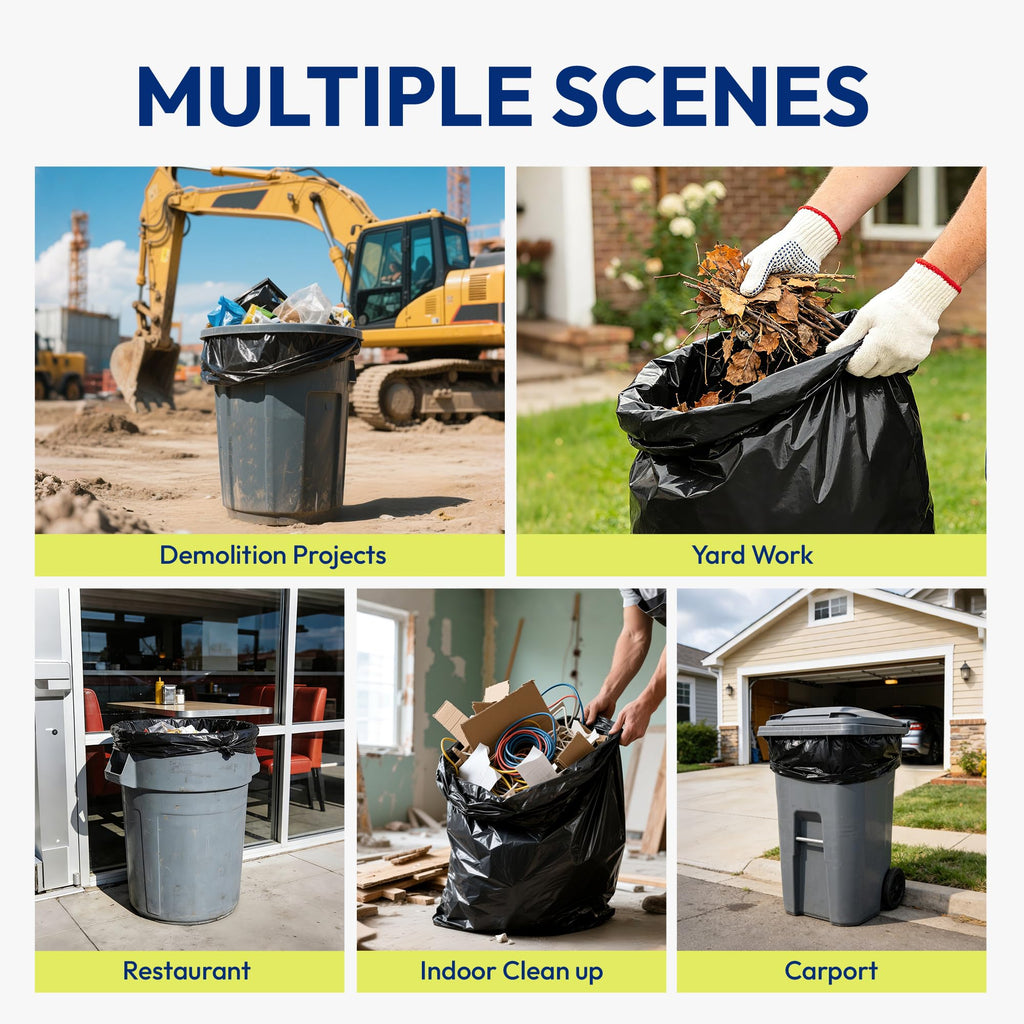 55 Gallon 30 Count 1.2 Mil Black Heavy Duty Trash Bags T443320
