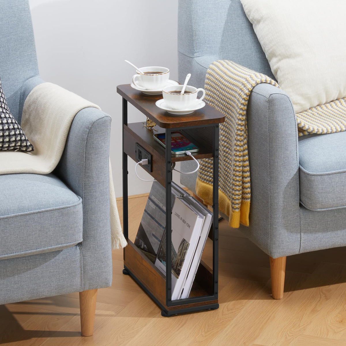 Narrow Side Table with Charging Station G392