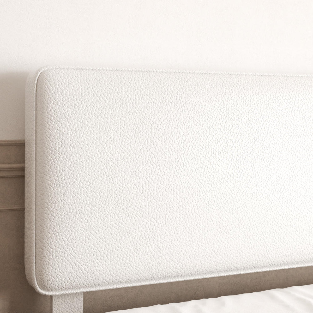 White Upholstered Bed Frame with Adjustable Headboard O3555