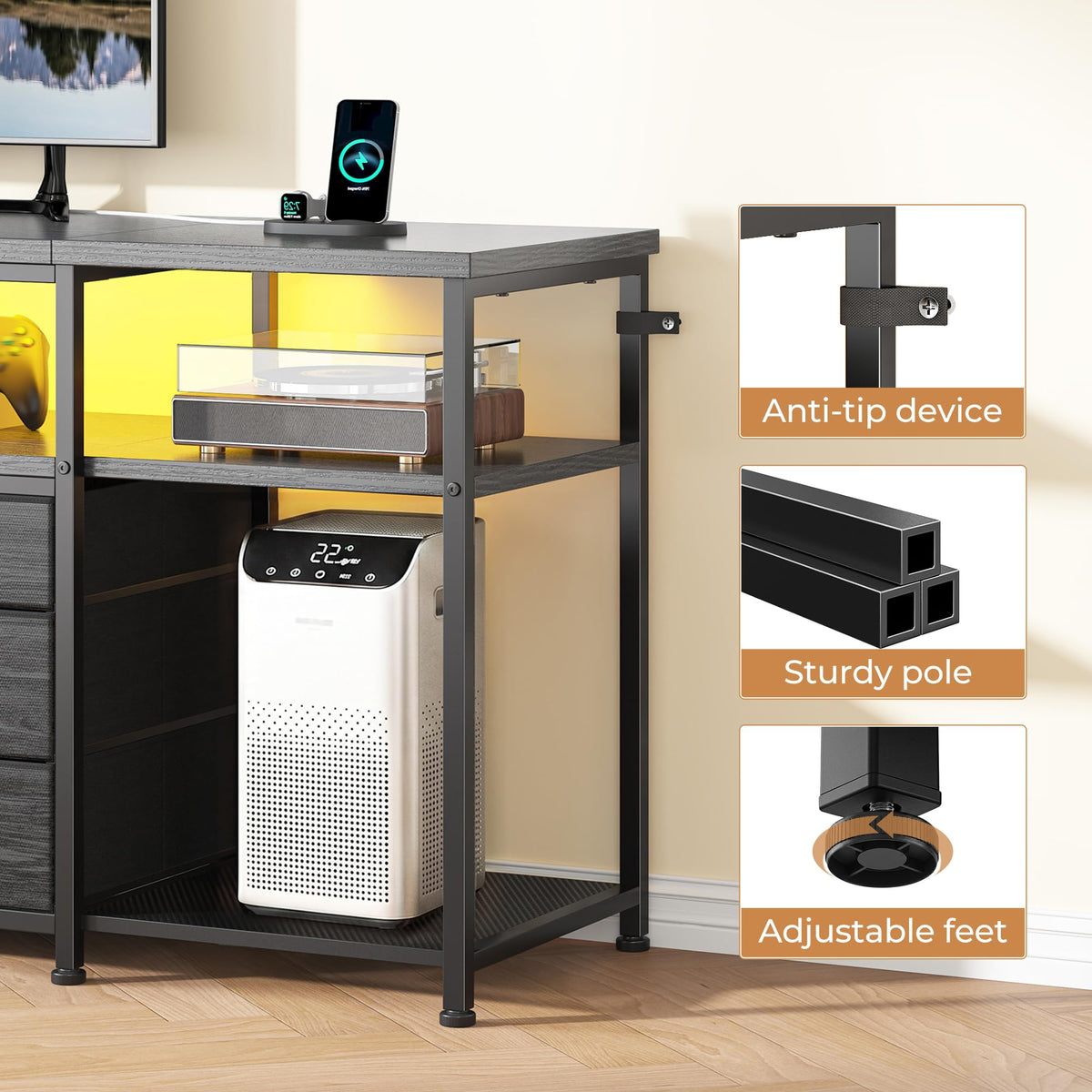 55" W TV Stand with 9 Drawers F28676