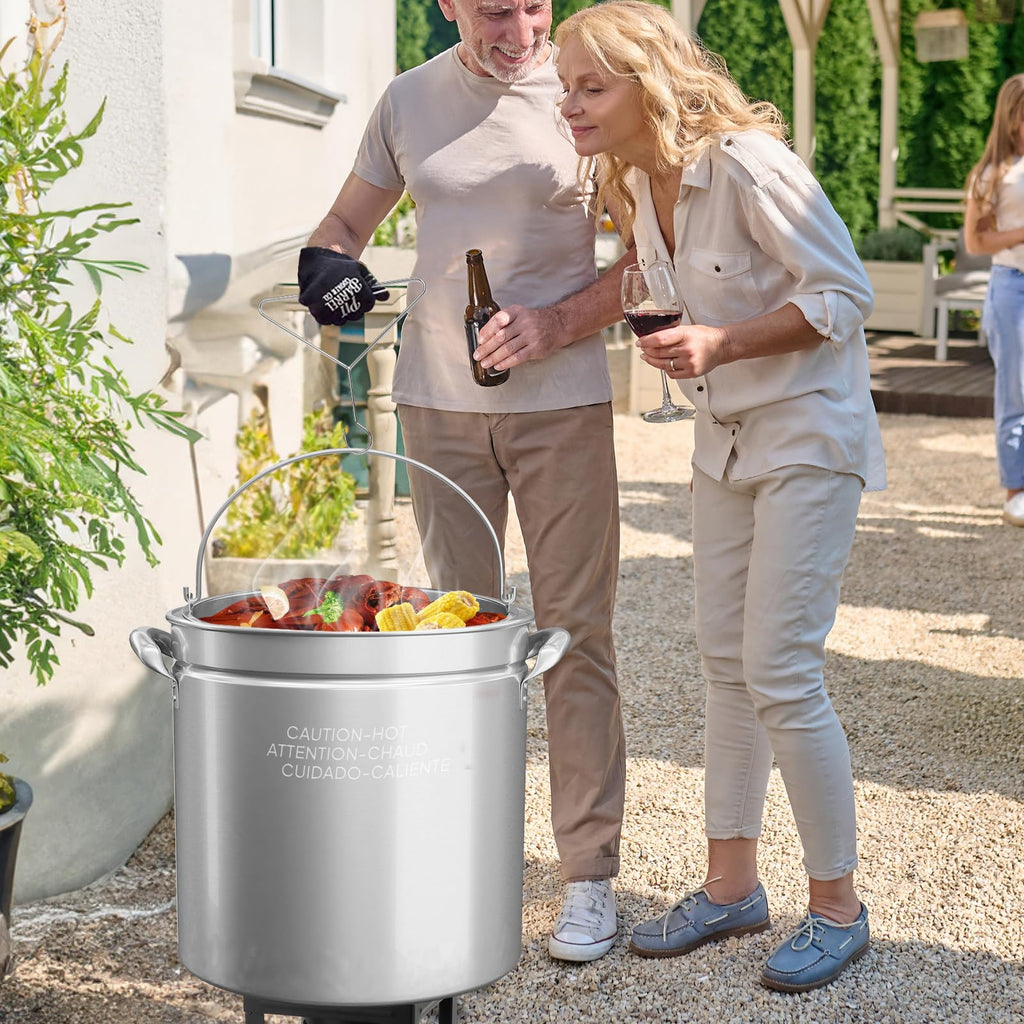102QT Stainless Steel Stock Pot with Steamer Basket A20931
