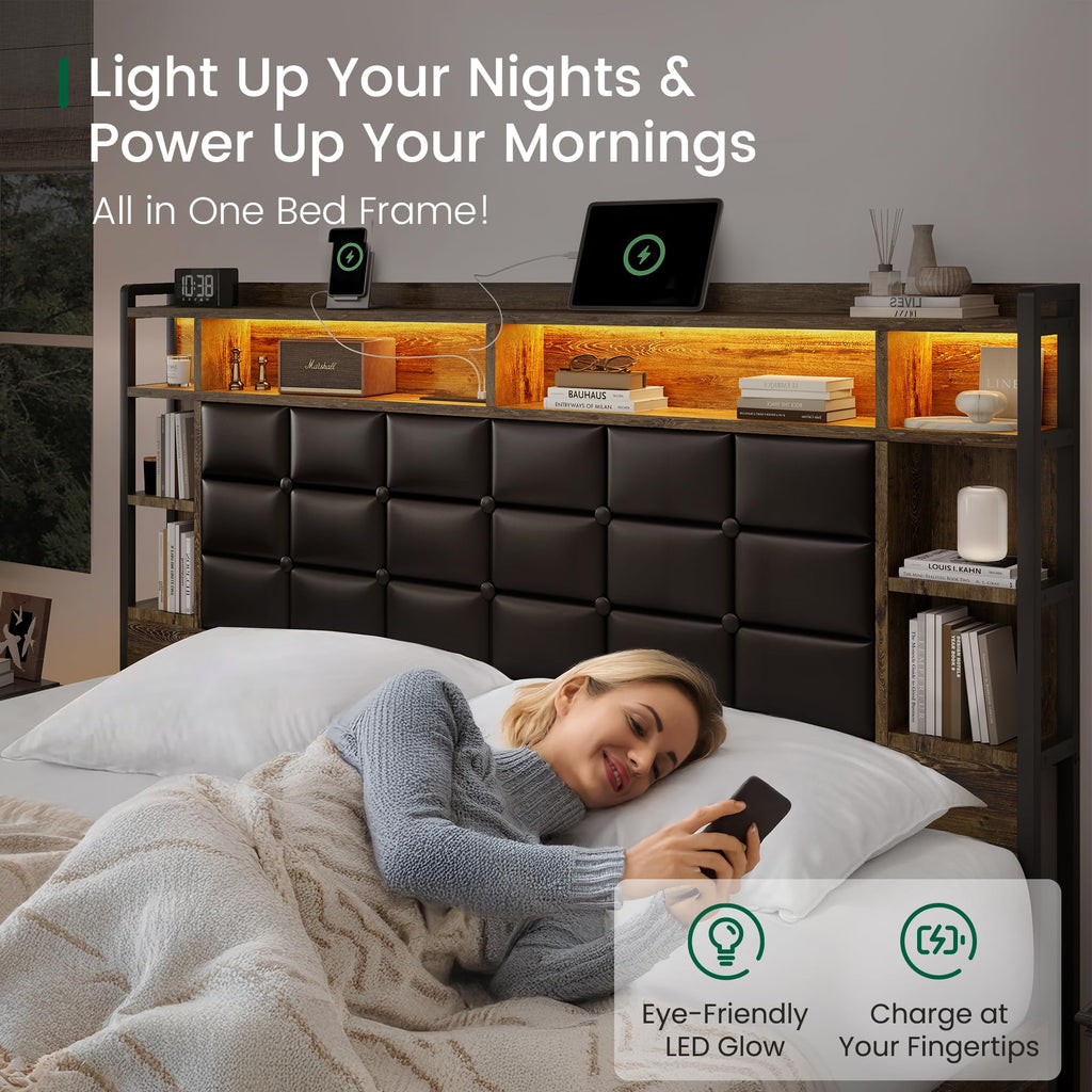 Queen Size Wooden Bed Frame with Storage Drawers B79359