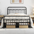 Black Metal Bed Frame with Spindle Headboard J8959