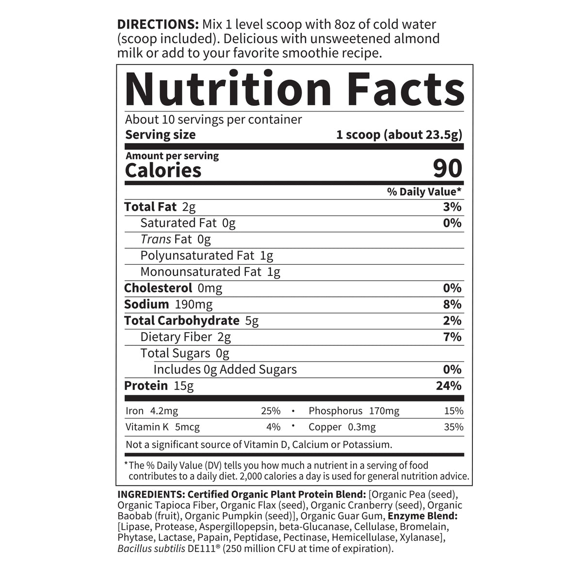 Organic Plant Protein Powder X5648