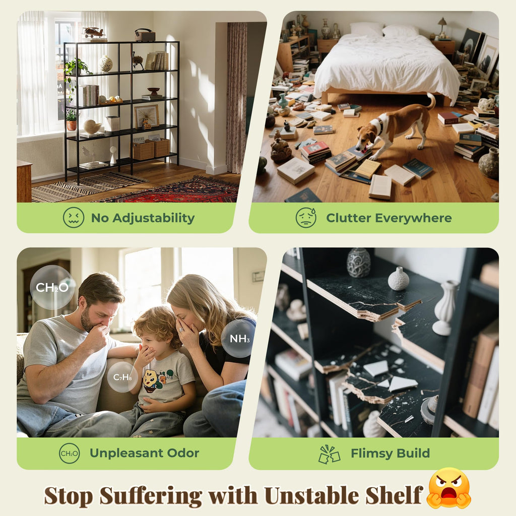 5 Tier L Shaped Corner Bookshelf with 10 Open Shelves H986489