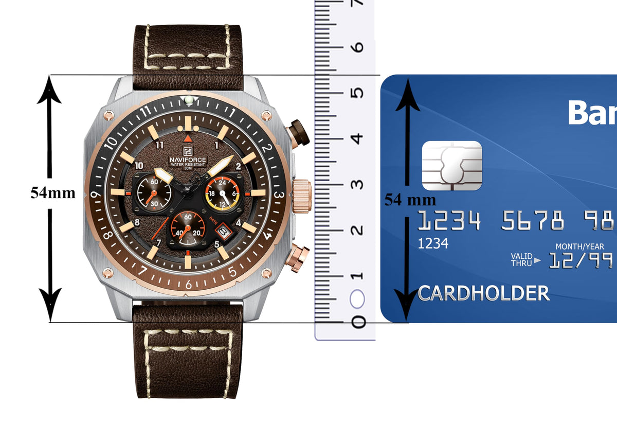 Men's Square Big Face Waterproof Chronograph Leather Strap Watch V51577