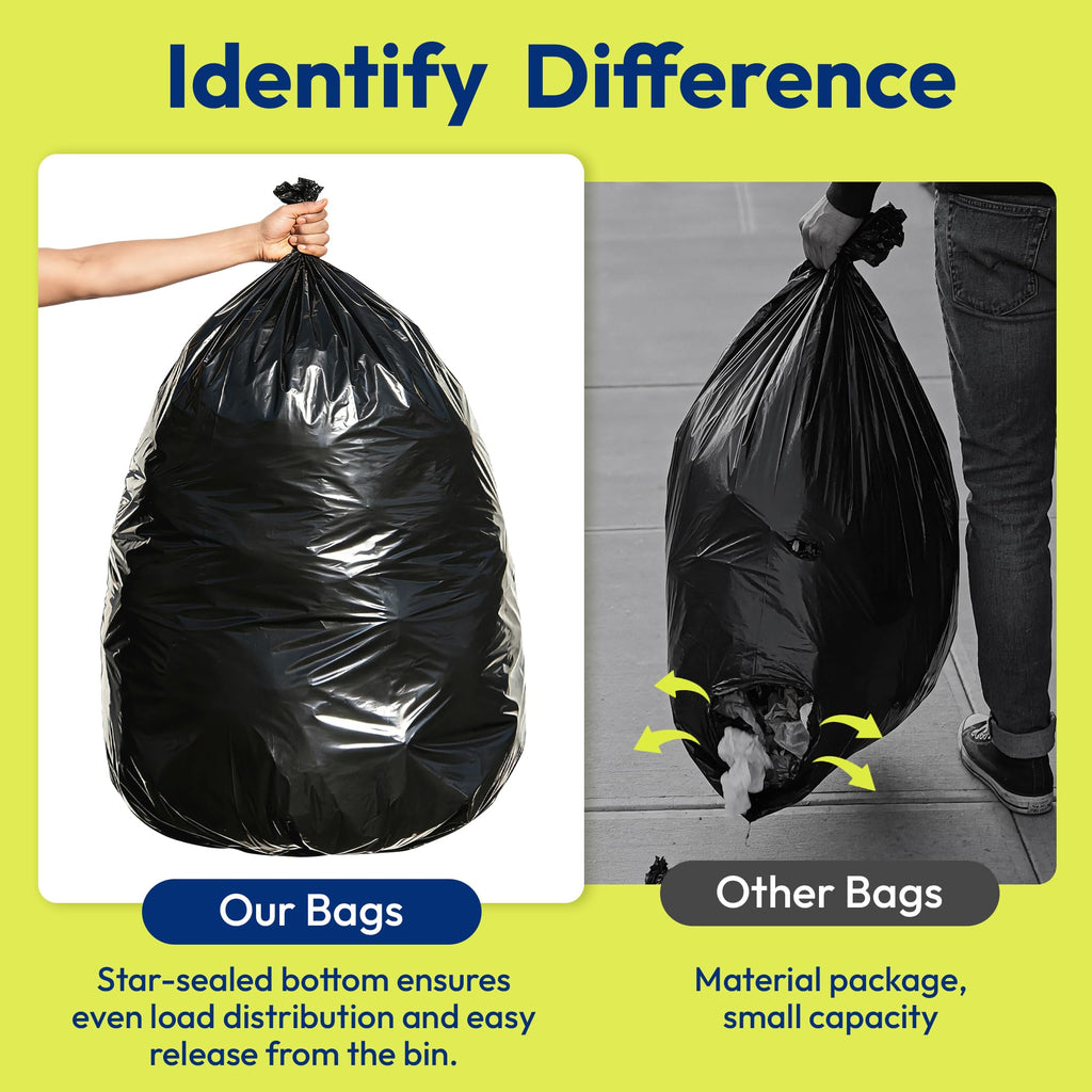 55 Gallon 30 Count 1.2 Mil Black Heavy Duty Trash Bags T443320