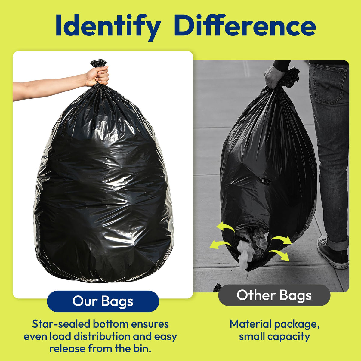 55 Gallon 30 Count 1.2 Mil Black Heavy Duty Trash Bags T443320
