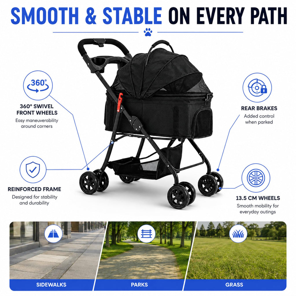 Foldable Pet Stroller with Cup Holder S906