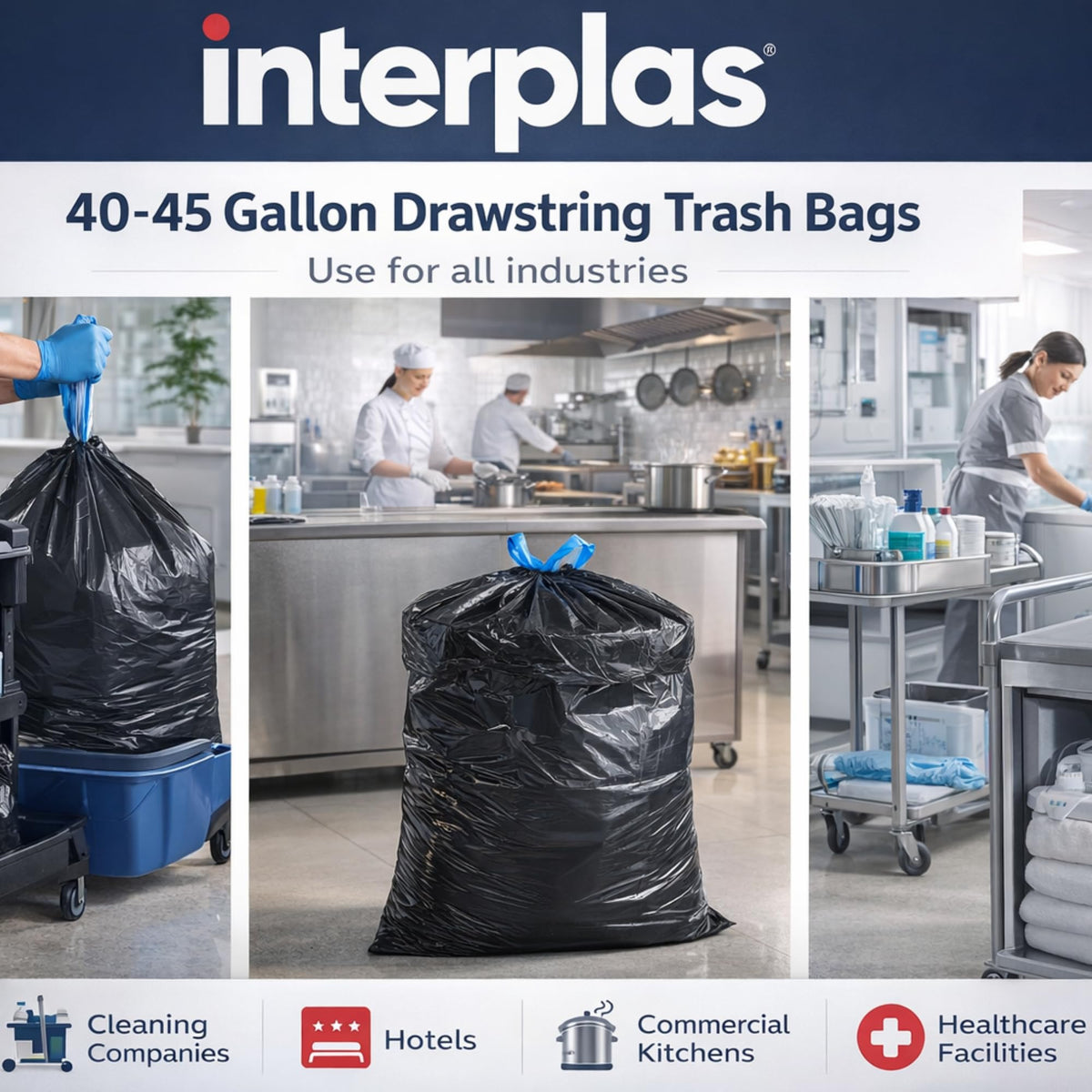 44 Gallon Drawstring Trash Bags 50 Count U649484