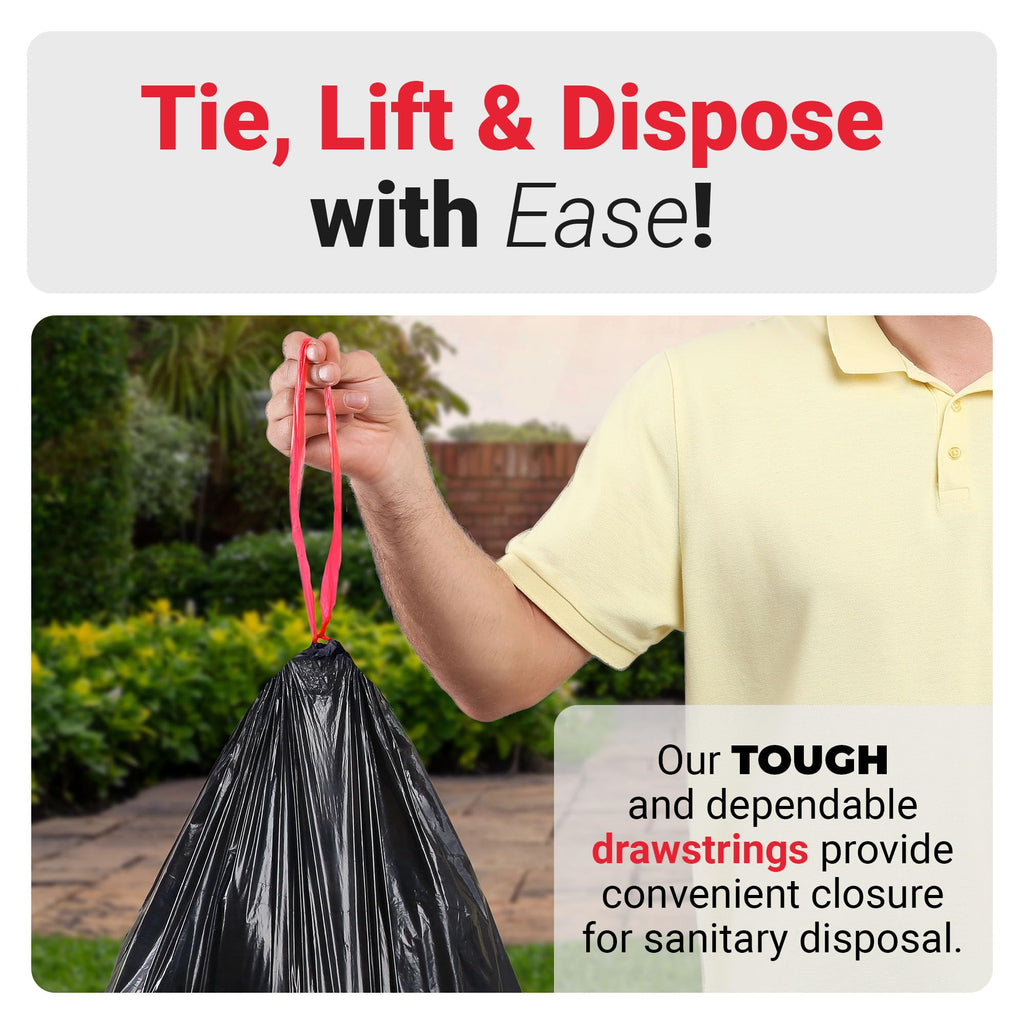 30 Gallon Black Drawstring Trash Bags 150 Count M9673