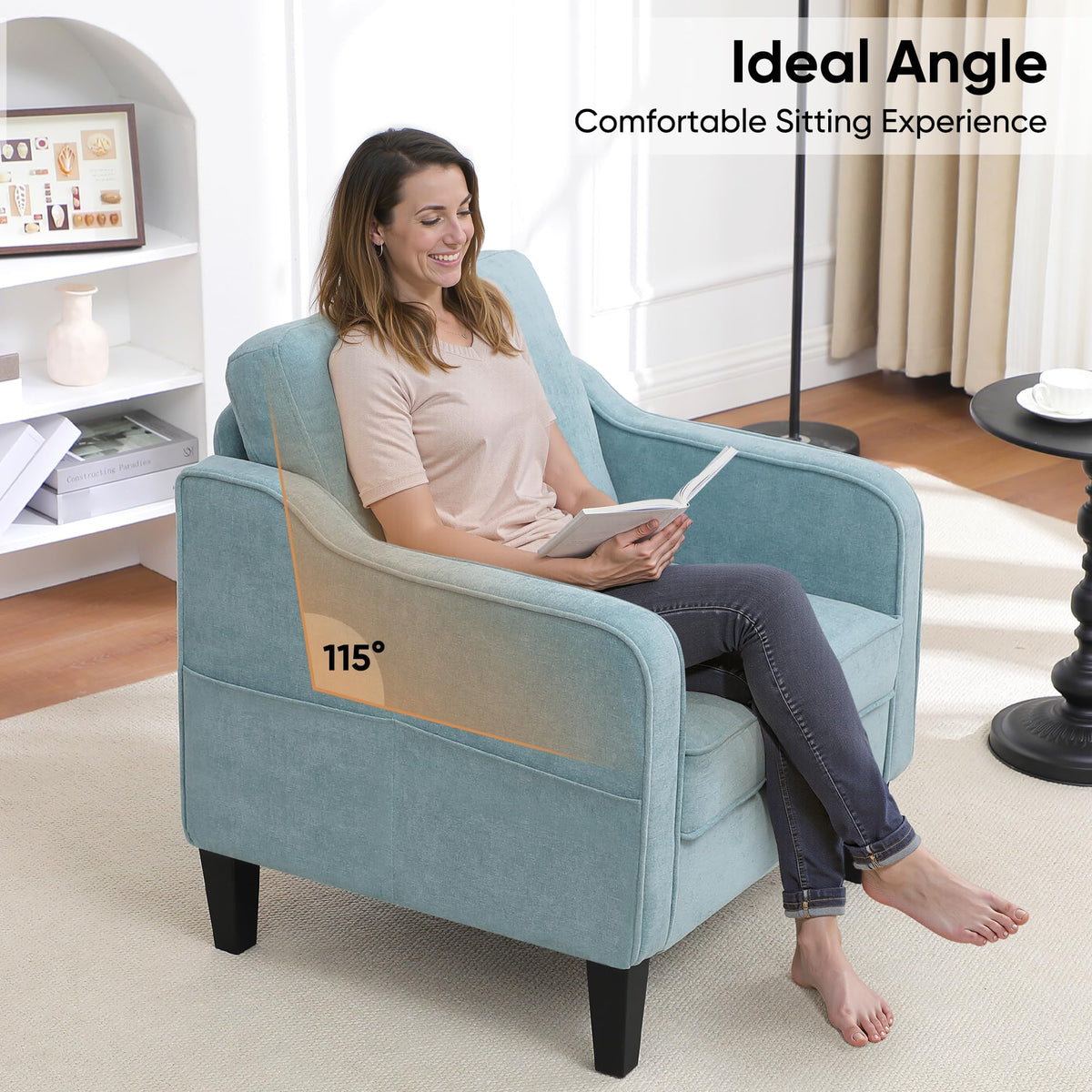 Teal Green Upholstered Accent Chairs Set of 2 J707