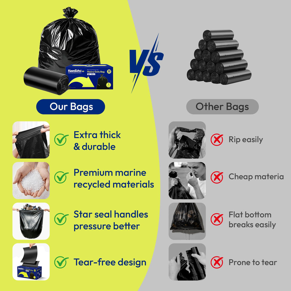 55 Gallon 30 Count 1.2 Mil Black Heavy Duty Trash Bags T443320