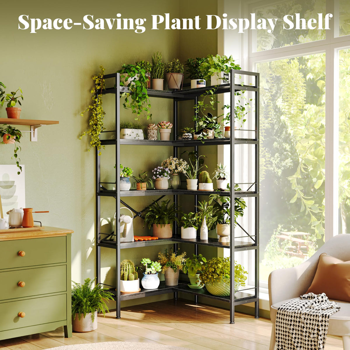 5 Tier L Shaped Corner Bookshelf with 10 Open Shelves H986489