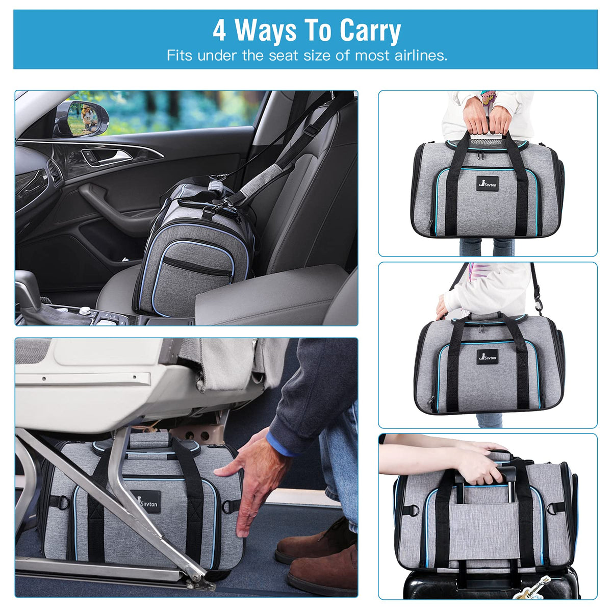 Airline Approved Expandable Soft Sided Pet Carrier with Fleece Pad G567