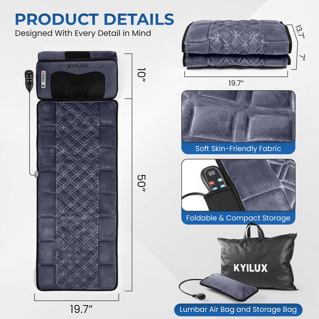 Vibration Massage Mat with Heat and Detachable Neck Massager L974571