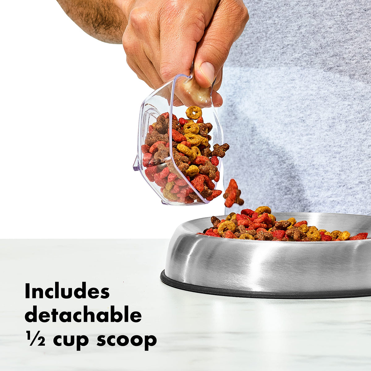 6.0 Qt Airtight BPA Free Clear Pet Food Storage Container with Half Scoop J7975