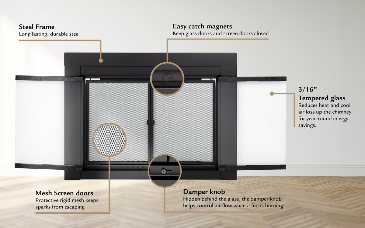 Black Small Fireplace Glass Door O8617