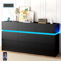 Black 9 Drawer Dresser with Charging Station and LED Lights U114275