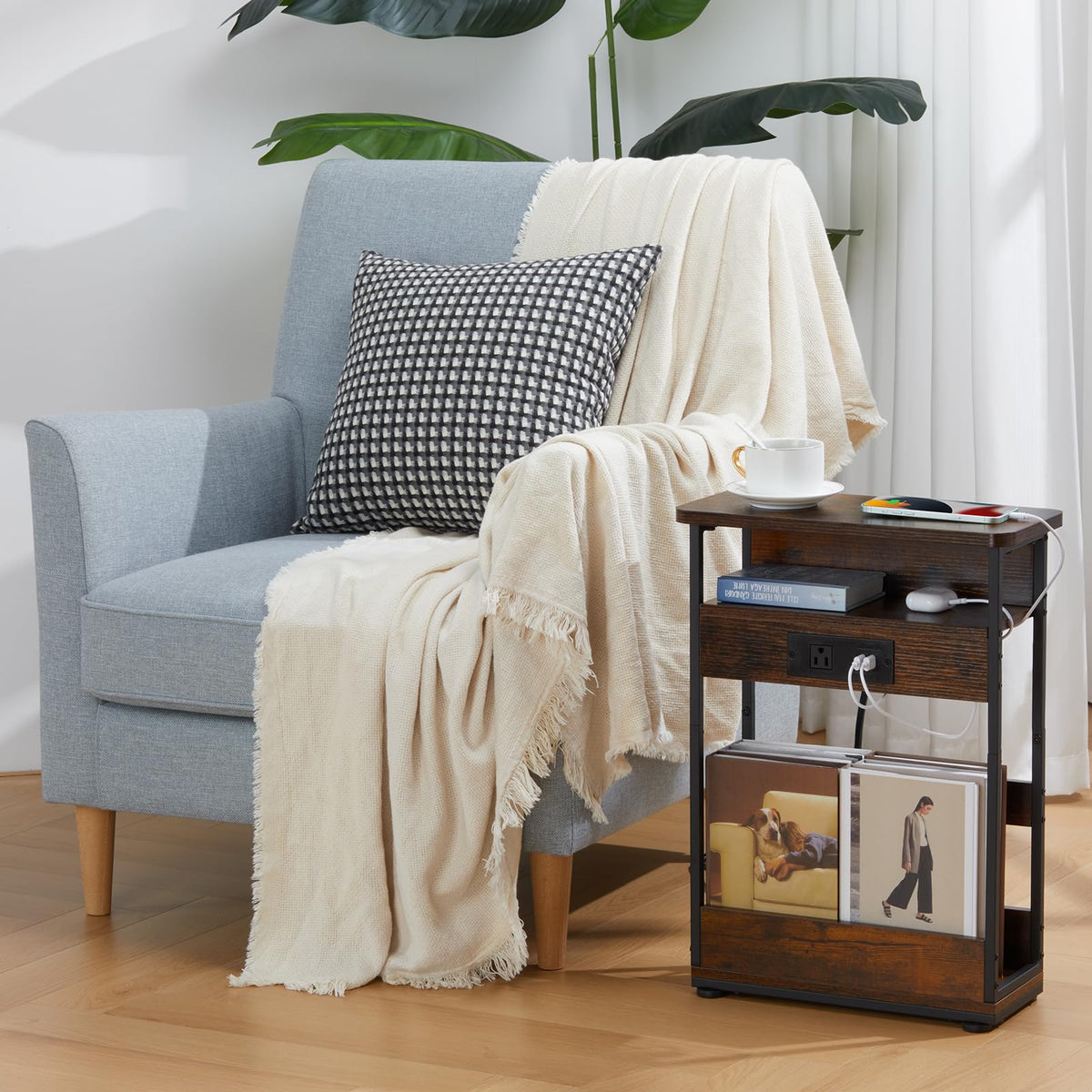 Narrow Side Table with Charging Station G392
