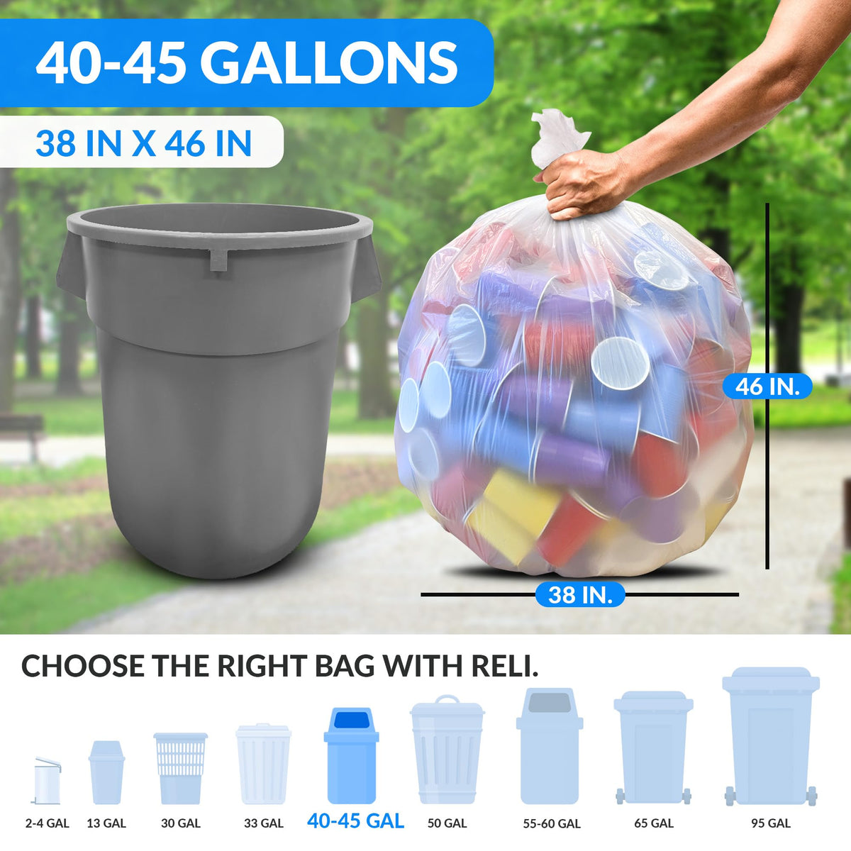 40 to 45 Gallon Heavy Duty Trash Bags A64129