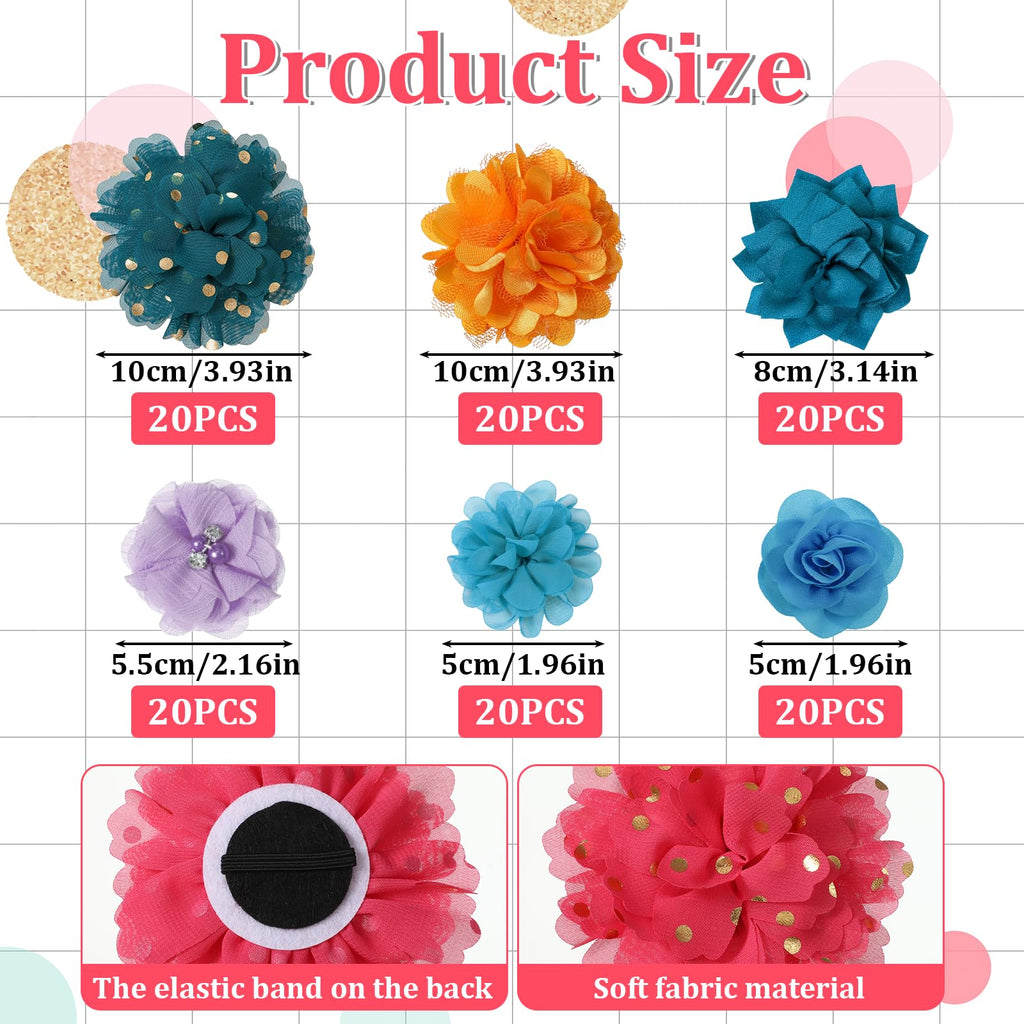 Multi Color Soft Chiffon Dog Collar Flower Bows X346