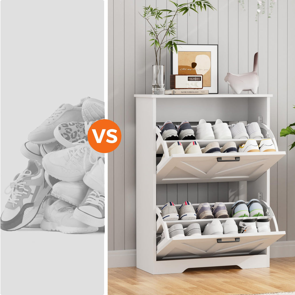 Farmhouse Shoe Cabinet with 2 Flip Drawers S244282