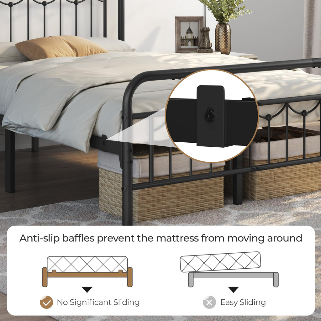 Black Metal Bed Frame with Spindle Headboard J8959