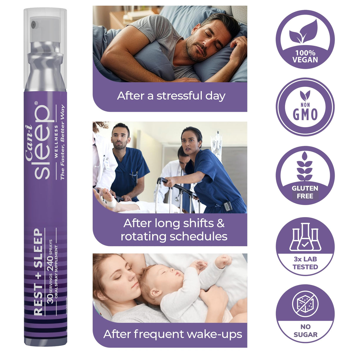 Natural Sleep Aid Spray with Melatonin 1 mg, GABA, & 5HTP K585